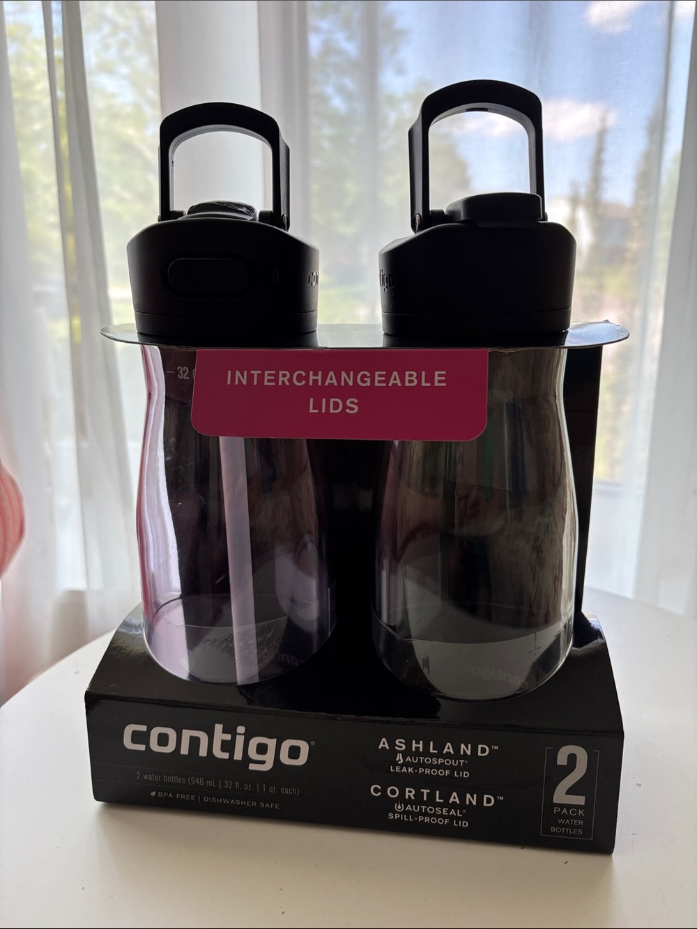 Contigo Black and Smoke Interchangeable Lids 2-Pack Water Bottles